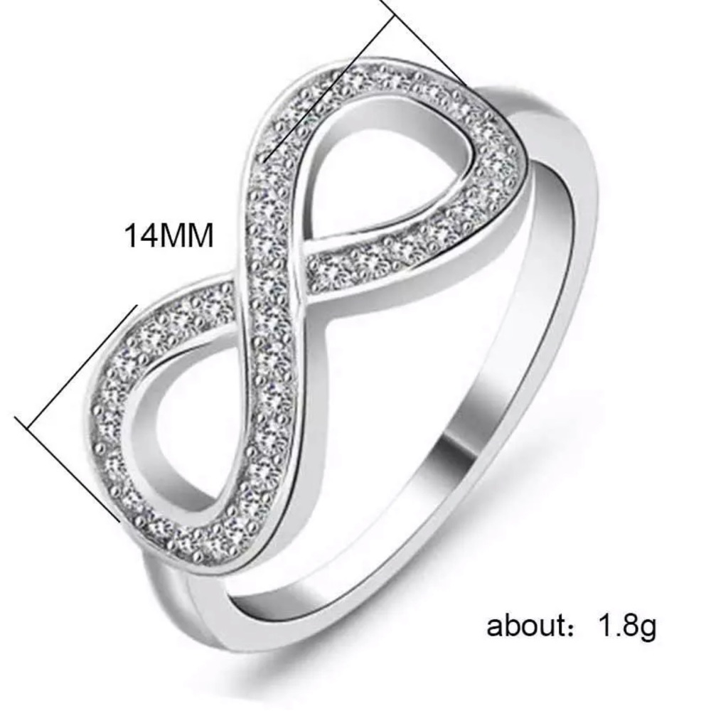 Infinity Women 925 Silver Rings White Sapphire - Picture 4 of 4